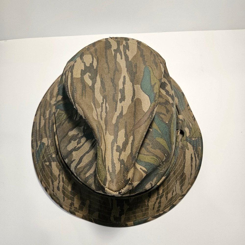 Vintage Haas Outdoors Mossy Oak Bottomland Camo Fedora Bucket Hat XL Made in USA - Picture 3 of 7